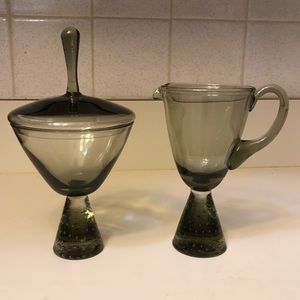 MCM Glass Cream & Sugar Set | Mid Century Modern